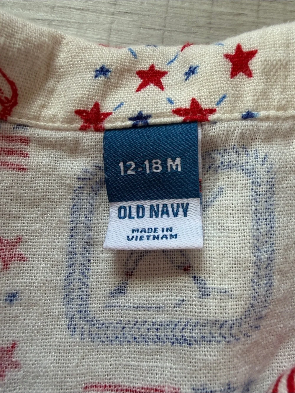 Old Navy Patriotic Baseball Print Short-Sleeve Button-Front Shirt